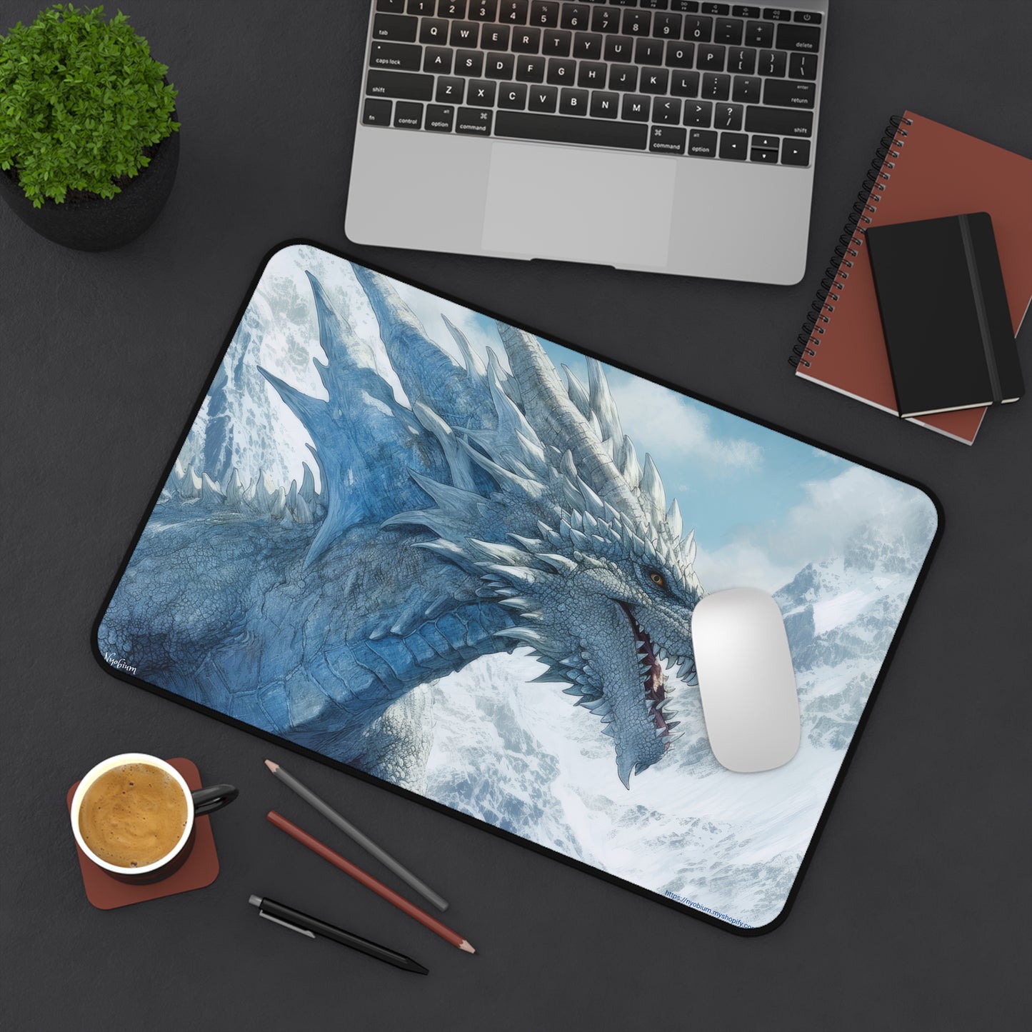 Desk Mat, MTG Playmat, MTG Playmat with Zones, Trading Card Game Play Mat, MTG Accessories, Gifts for Gamers, White Dragon 2