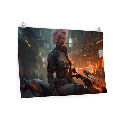 Cyber Biker Girls 13 - Cyberpunk Scifi Poster - Landscape - 18x12, 30x20, 36x24 - Museum Grade Matte Paper - by Nyobium