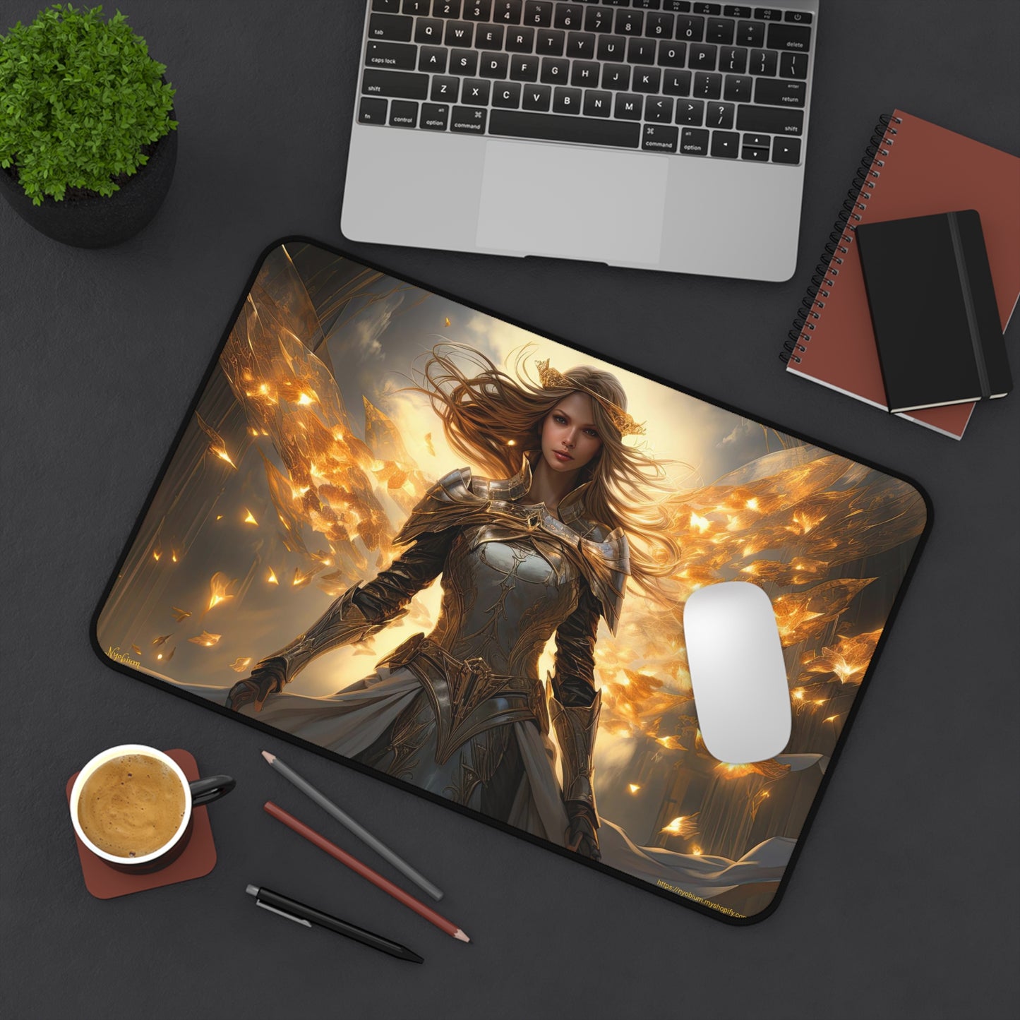 Desk Mat, MTG Playmat, MTG Playmat with Zones, Trading Card Game Play Mat, MTG Accessories, Gifts for Gamers, Golden Paladin