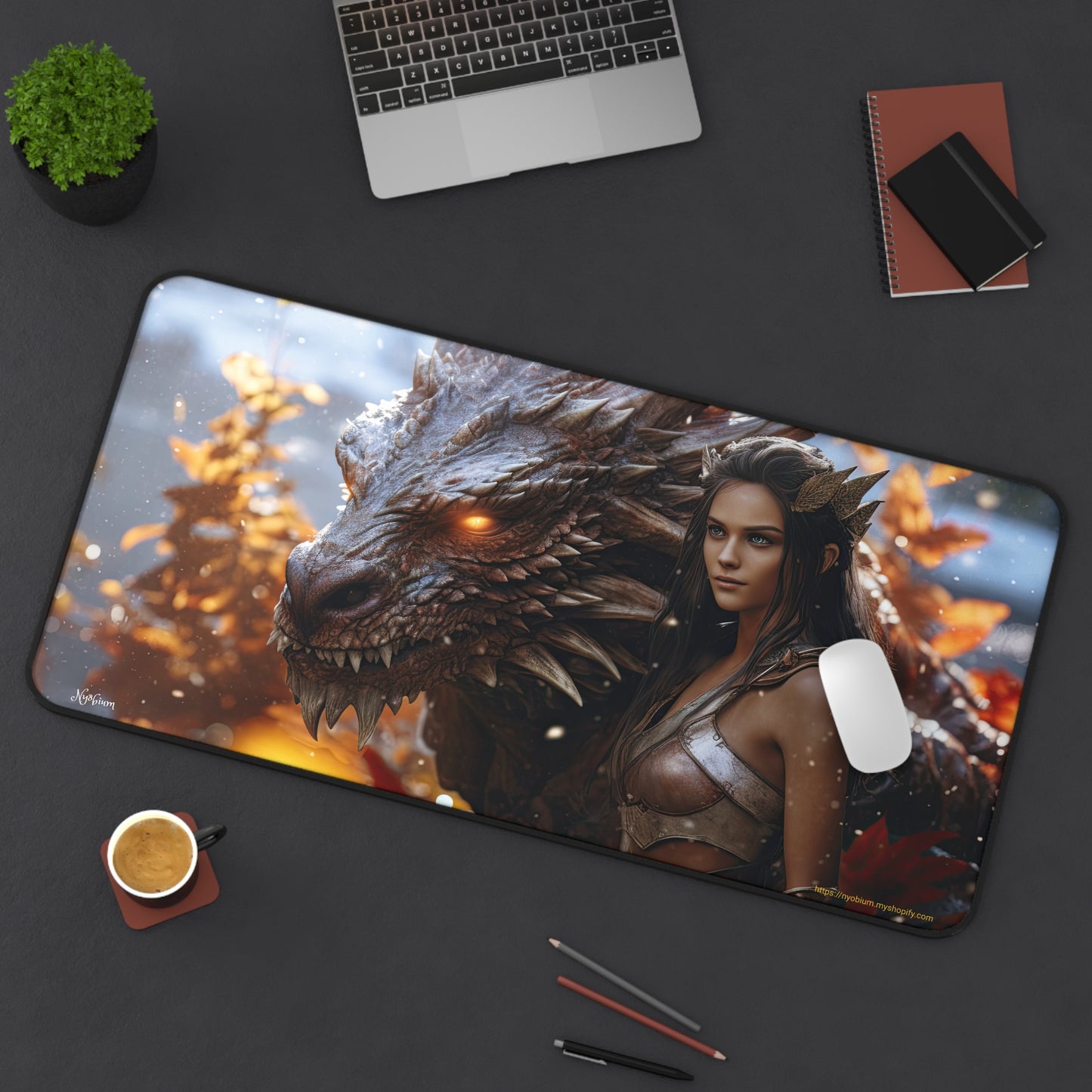 Desk Mat, MTG Playmat, MTG Playmat with Zones, Trading Card Game Play Mat, MTG Accessories, Gifts for Gamers, Lady Dragon 3