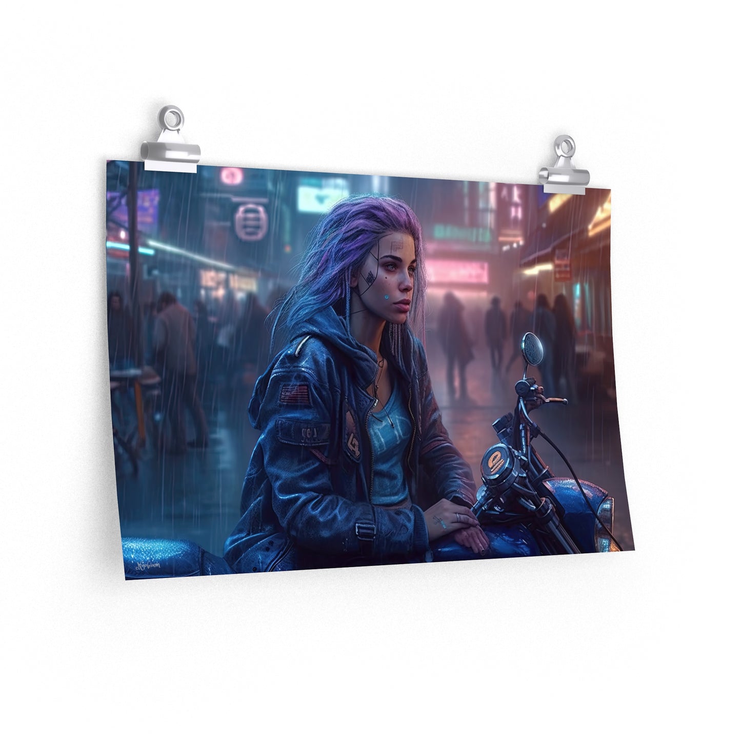 Cyber Biker Girls 1 - Cyberpunk Scifi Poster - Landscape - 18x12, 30x20, 36x24 - Museum Grade Matte Paper - by Nyobium