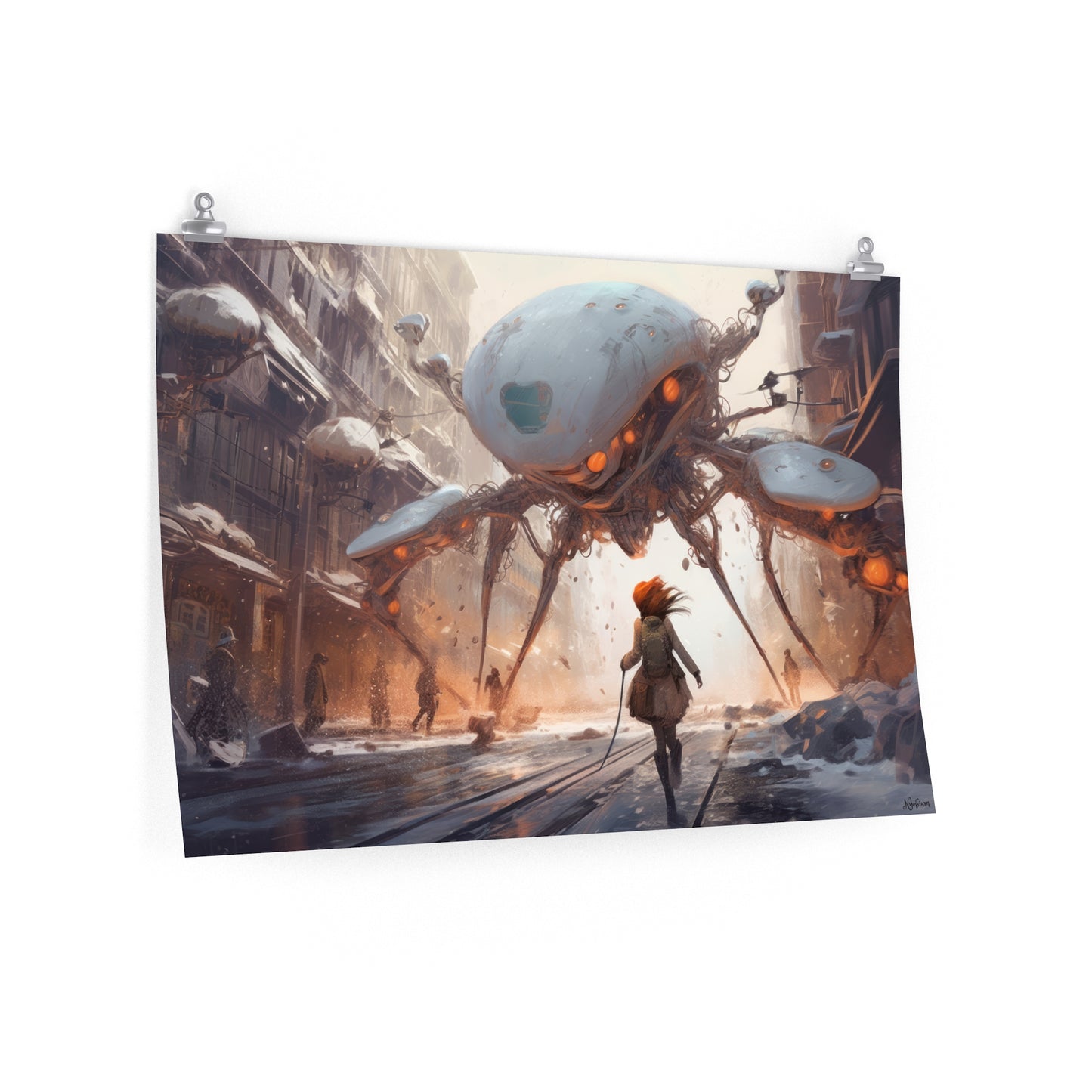 Arachnobot -  Scifi Worlds Poster - Landscape- 18x12, 30x20, 36x24 - Museum Grade Matte Paper - by Nyobium