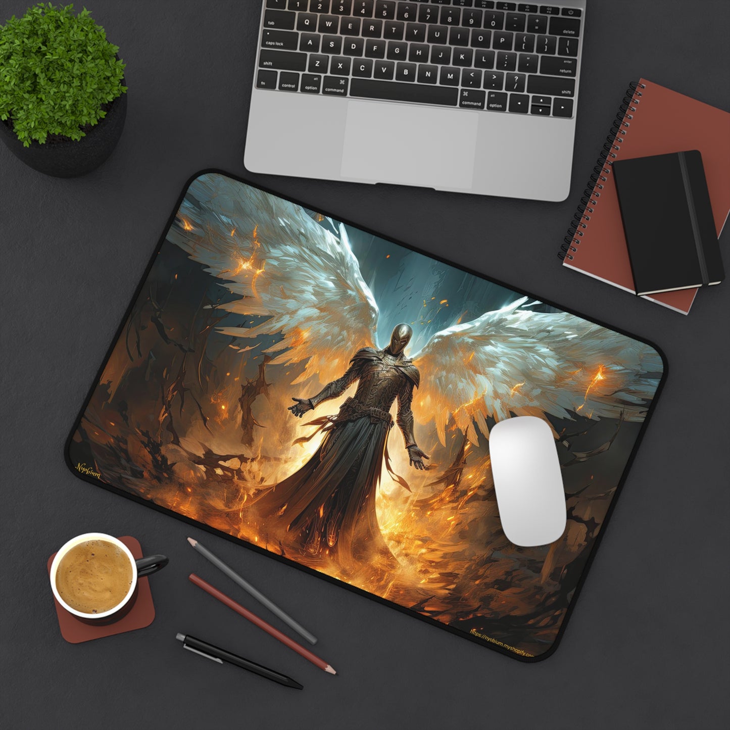 Desk Mat, MTG Playmat, MTG Playmat with Zones, Trading Card Game Play Mat, MTG Accessories, Gifts for Gamers, Hell Angel