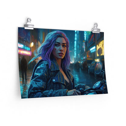 Cyber Biker Girls 2 - Cyberpunk Scifi Poster - Landscape - 18x12, 30x20, 36x24 - Museum Grade Matte Paper - by Nyobium