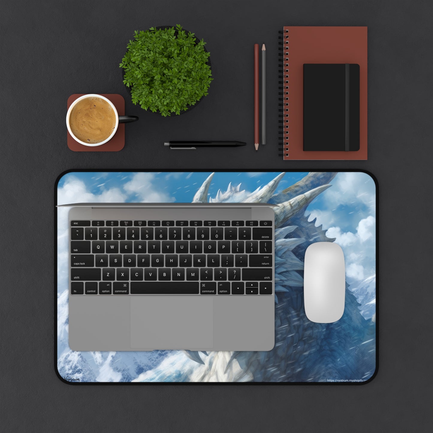 Desk Mat, MTG Playmat, MTG Playmat with Zones, Trading Card Game Play Mat, MTG Accessories, Gifts for Gamers, White Dragon 1