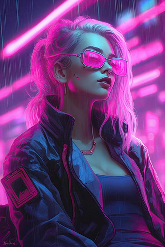 Neon Dancer 7 -  Cyberpunk Neon Series Poster - Portrait - 12x18, 20x30, 24x36 - Museum Grade Matte Paper - by Nyobium