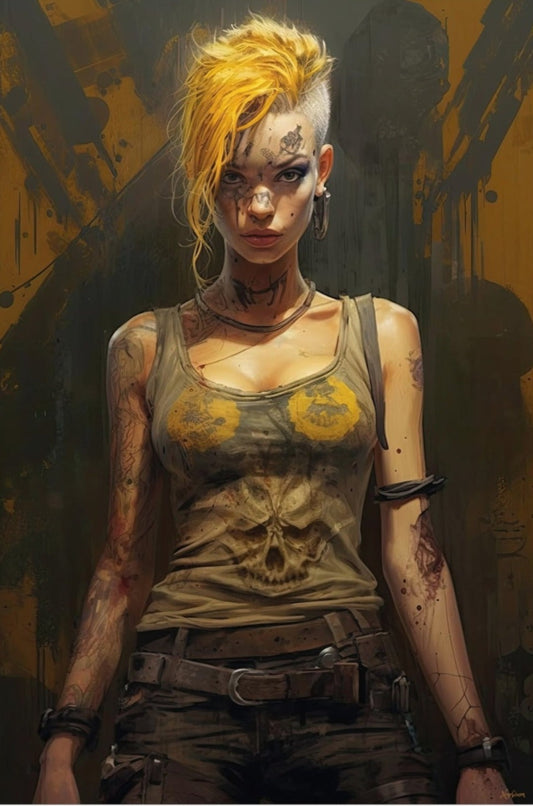 Cyberpunk Zombie Girls 3 - Cyberpunk Scifi Poster - Portrait - 12x18, 20x30, 24x36 - Museum Grade Matte Paper - by Nyobium