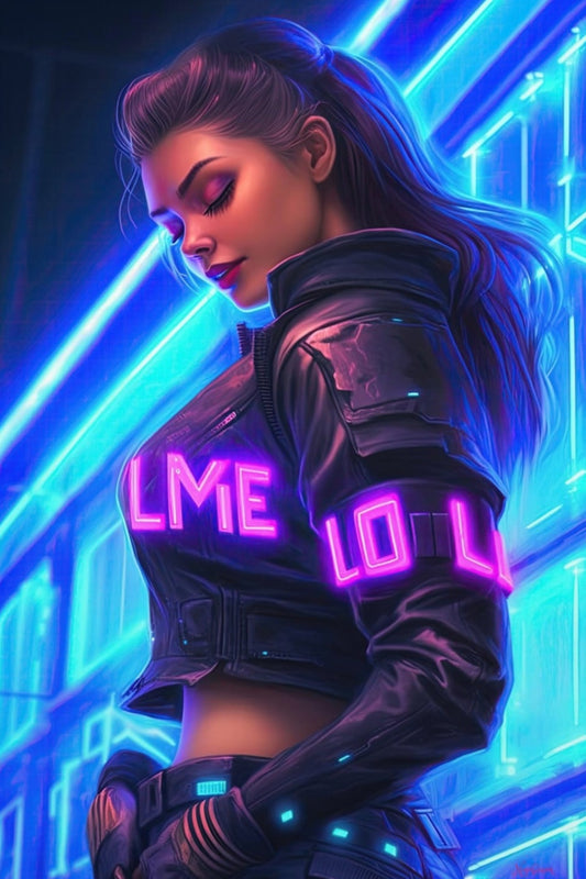 Neon Dancer 5 -  Cyberpunk Neon Series Poster - Portrait - 12x18, 20x30, 24x36 - Museum Grade Matte Paper - by Nyobium