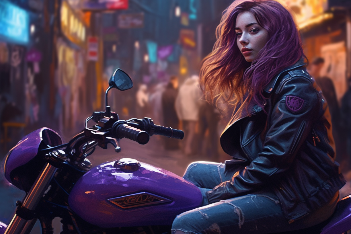 Cyber Biker Girls 16 - Cyberpunk Scifi Poster - Landscape - 18x12, 30x20, 36x24 - Museum Grade Matte Paper - by Nyobium