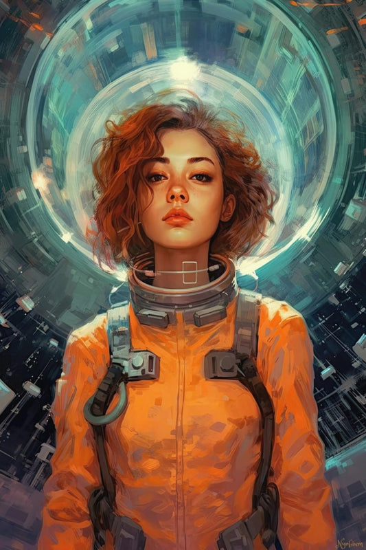 Scifi Girl 9 -  Space Girls Series Sci-fi Poster - Portrait - 12x18, 20x30, 24x36 - Museum Grade Matte Paper - by Nyobium