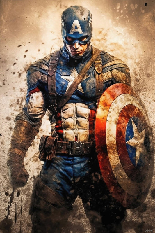 Captain America Sups Fanart Poster - Portrait - 12x18, 20x30, 24x36 - Museum Grade Matte Paper - by Nyobium