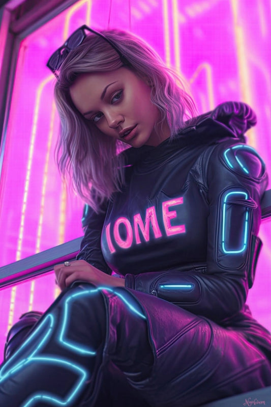 Neon Dancer 10 -  Cyberpunk Neon Series Poster - Portrait - 12x18, 20x30, 24x36 - Museum Grade Matte Paper - by Nyobium