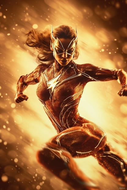 Female Flash-  Sups Fanart Poster - Portrait - 12x18, 20x30, 24x36 - Museum Grade Matte Paper - by Nyobium