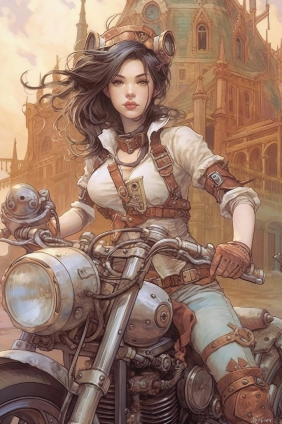 Steampunk Gunslinger Woman 11 -  Steampunk Poster - Portrait - 12x18, 20x30, 24x36 - Museum Grade Matte Paper - by Nyobium