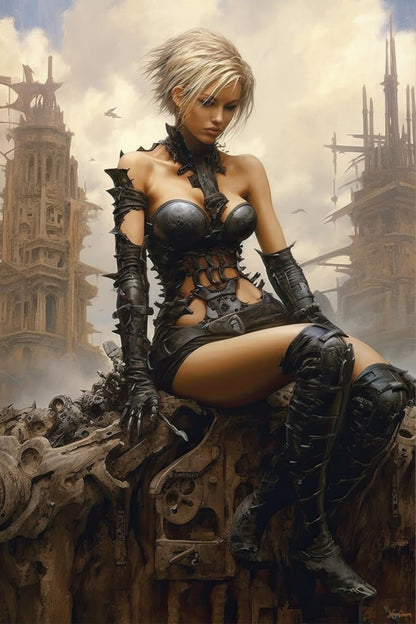 Barbarian Girl 9 - Fantasy Poster - Portrait - 12x18, 20x30, 24x36 - Museum Grade Matte Paper - by Nyobium