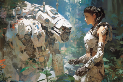 Robot Scenes 4 -  Robot Scenes Series Sci-fi Poster -- Landscape - 18x12, 30x20, 36x24 - Museum Grade Matte Paper - by Nyobium