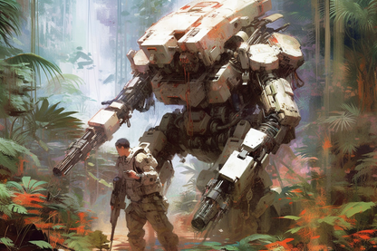 Robot Scenes 8 -  Robot Scenes Series Sci-fi Poster -- Landscape - 18x12, 30x20, 36x24 - Museum Grade Matte Paper - by Nyobium