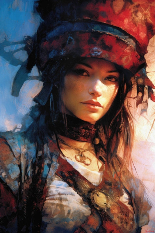 Far Land Girl 2 - Fantasy Poster - Portrait - 12x18, 20x30, 24x36 - Museum Grade Matte Paper - by Nyobium