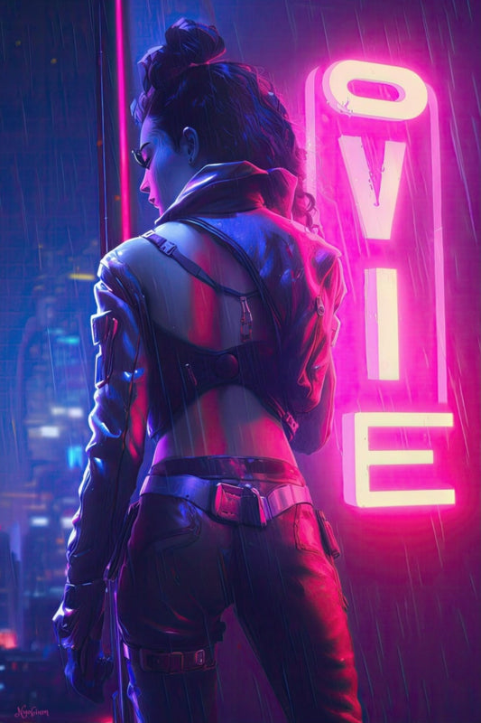 Neon Dancer 2 -  Cyberpunk Neon Series Poster - Portrait - 12x18, 20x30, 24x36 - Museum Grade Matte Paper - by Nyobium