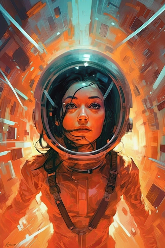 Scifi Girl 3 -  Space Girls Series Sci-fi Poster - Portrait - 12x18, 20x30, 24x36 - Museum Grade Matte Paper - by Nyobium